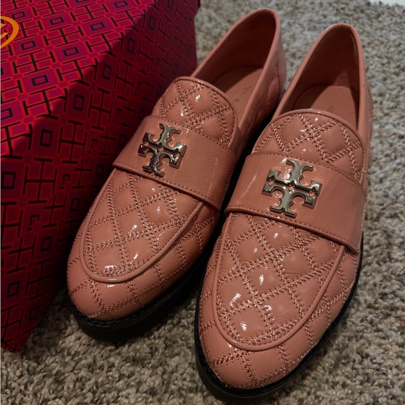 Tory Burch Pink Quilted Slip-On Loafers